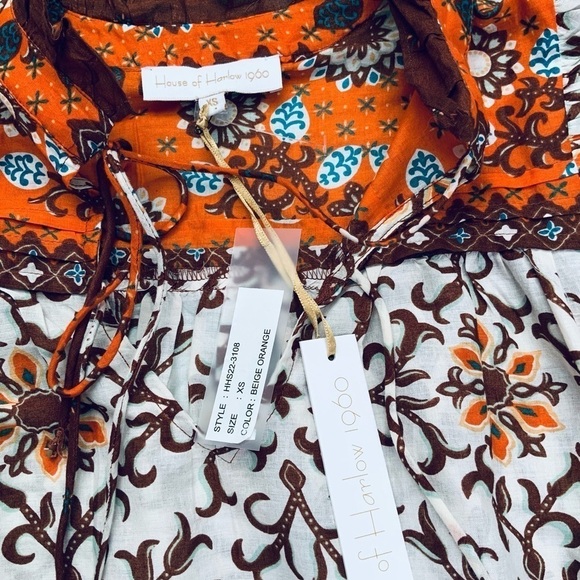 House of Harlow Long Sleeve Puff Shoulder
Blouse Beige Orange - Picture 4 of 5